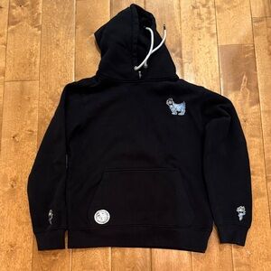 Black Hoodie with Embroidered Details